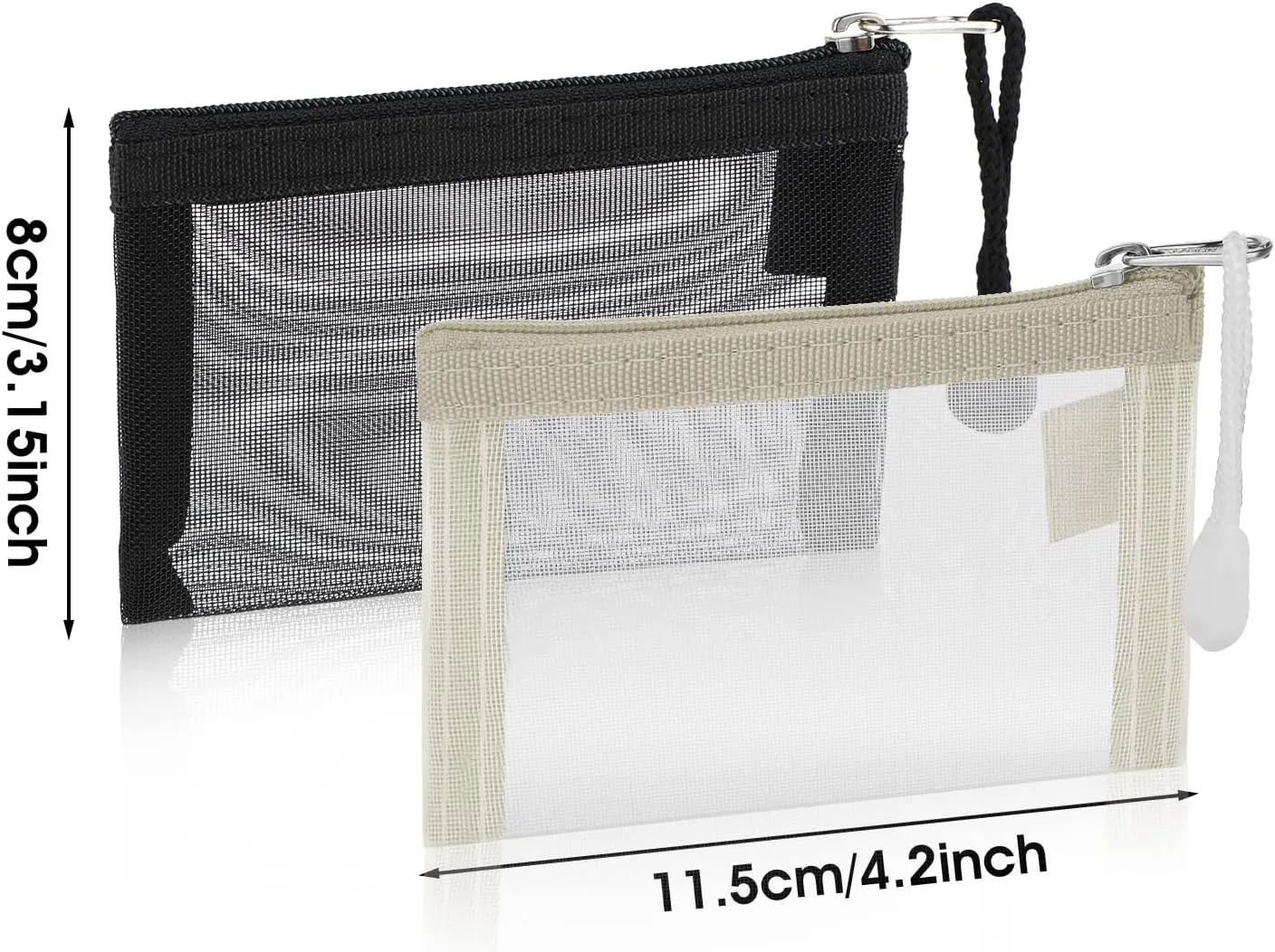 5 Pack Mini Zipper Mesh Bags 3 x 4.5 Inch Nylon Makeup Organizer Portable Travel Cosmetic Pouch Kit Beauty Accessories Holder Bag Storage Coin Purse for Small Items Key Lipstick Credit Card