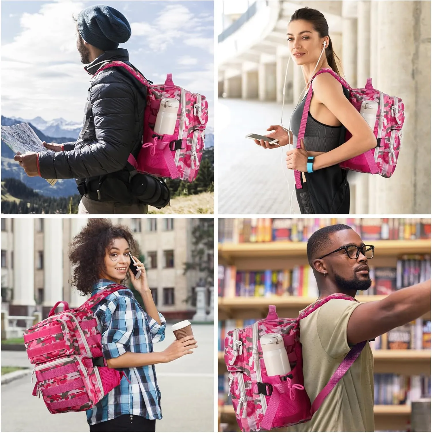 9L Mini Tactical Backpack for Men Women,Small Military Tactical Backpack for Sport,Gym,Hiking,Travel,CampingPink Camo