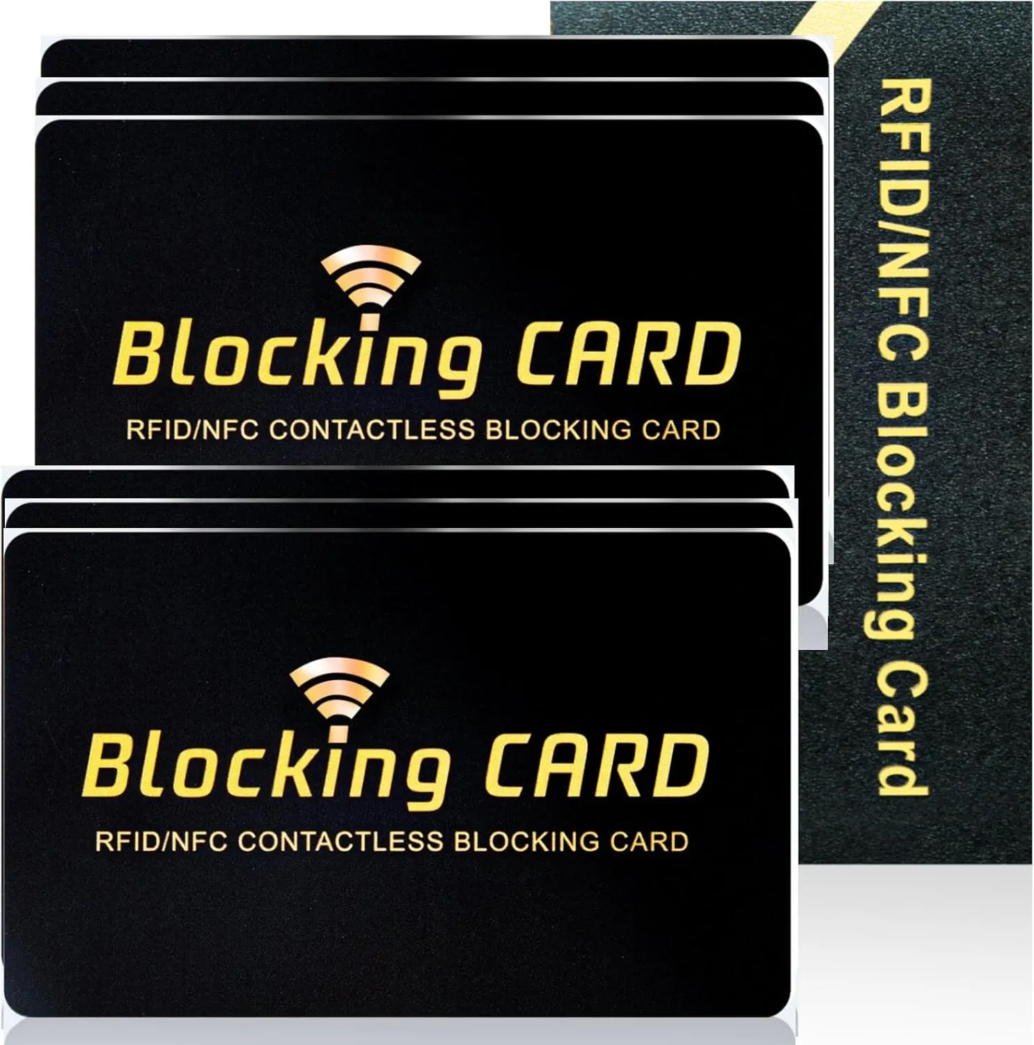 Aigee RFID Blocking Cards 6 Pack, Contactless NFC Debit Credit Card Passport Protector, One Card Protects Entire Wallet for Men and Women, New RFID Blocking Technology No Batteries Required (Black)