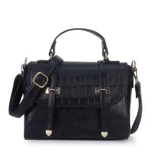 Black Croco Satchel Handbag