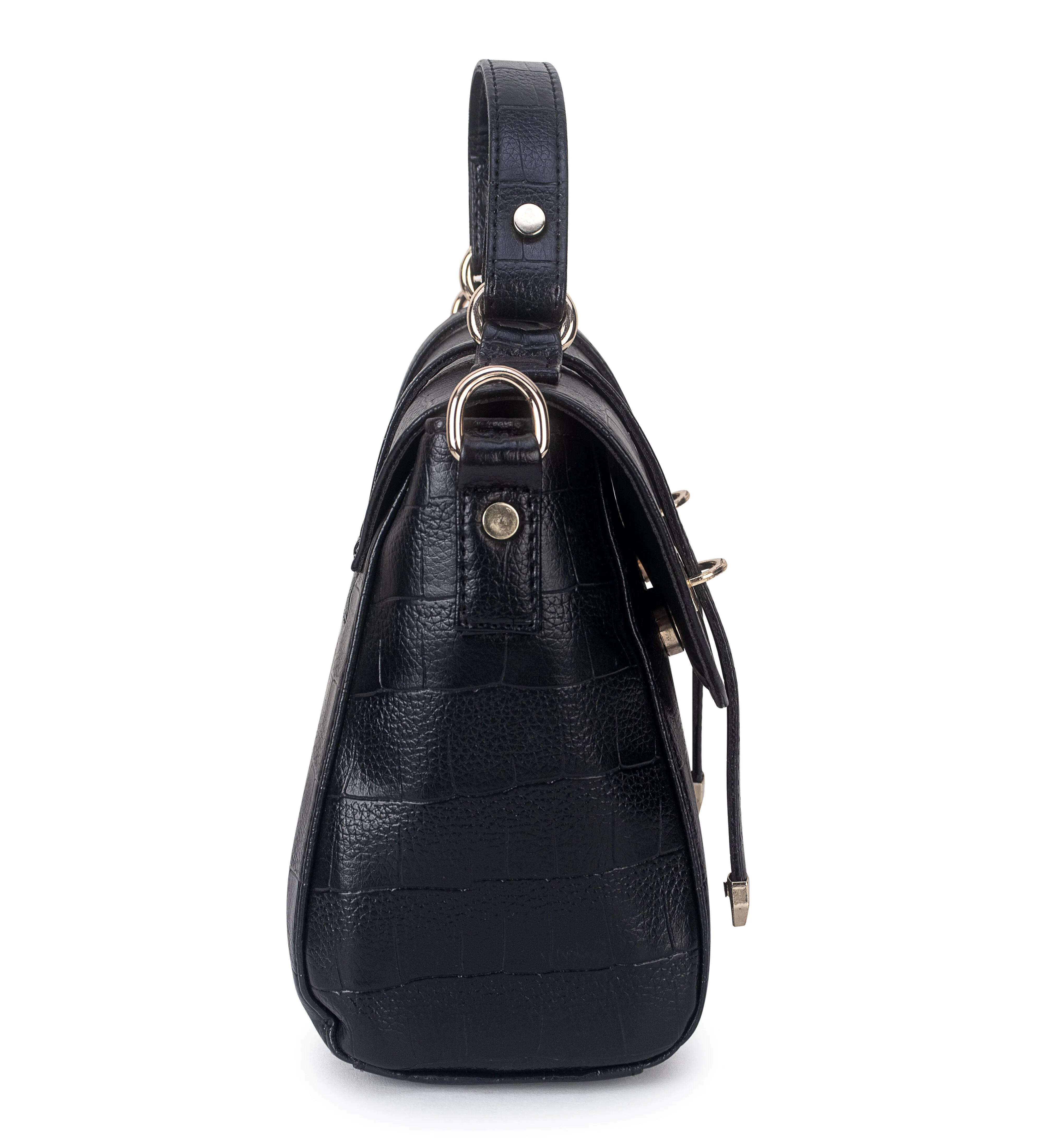 Black Croco Satchel Handbag