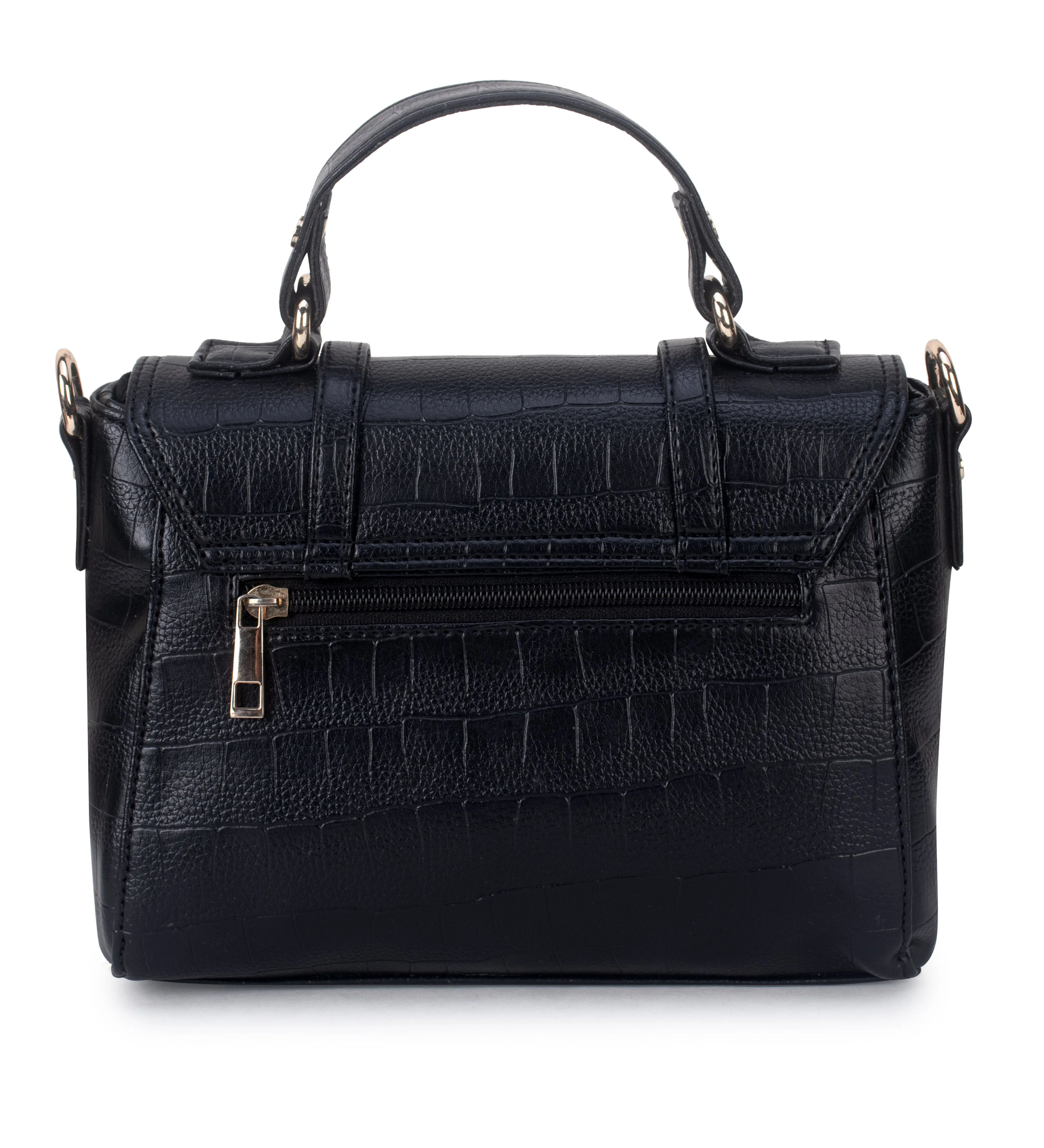 Black Croco Satchel Handbag