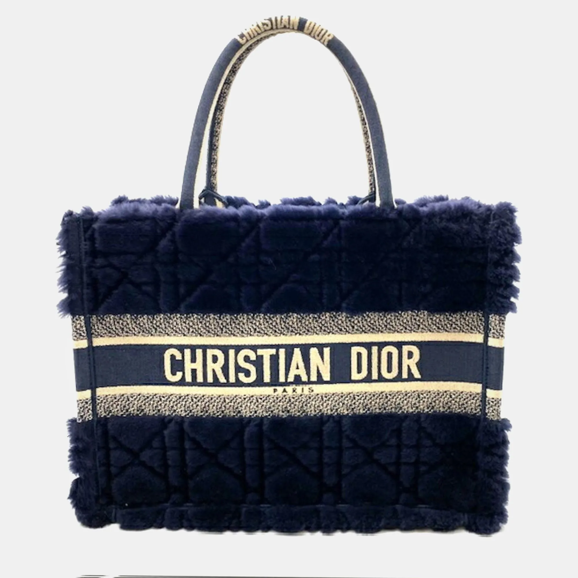 Blue Shearling Medium Book Tote Bag