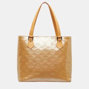 Brown Leather Monogram Vernis Houston Tote Bag