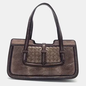 Brown Python Tote Bag