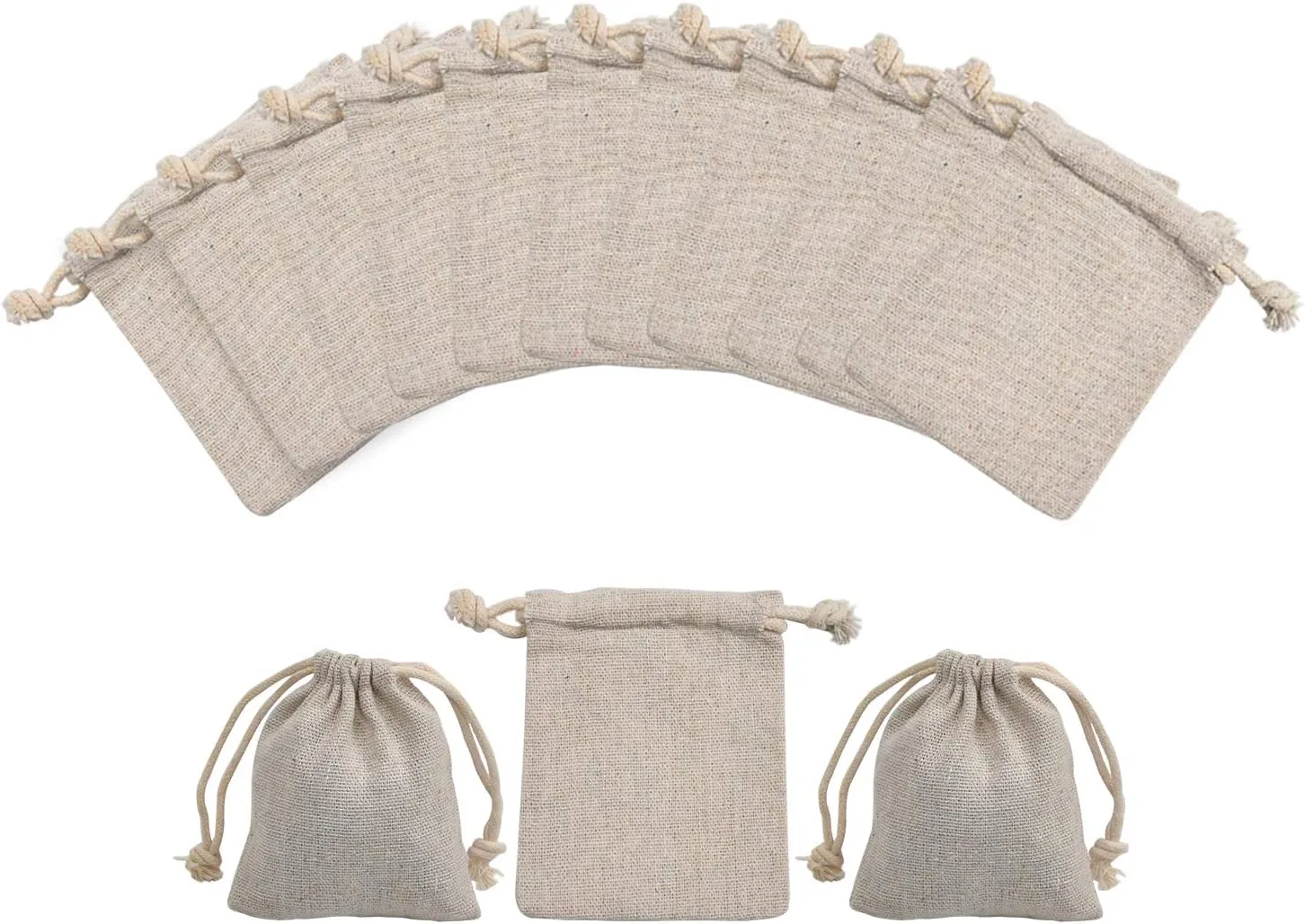 calary 5x6.9 Inch Double Canvas Drawstring Bag Cotton Pouch Gift Sachet Bags Muslin Bag Reusable Tea Bag (25pcs)