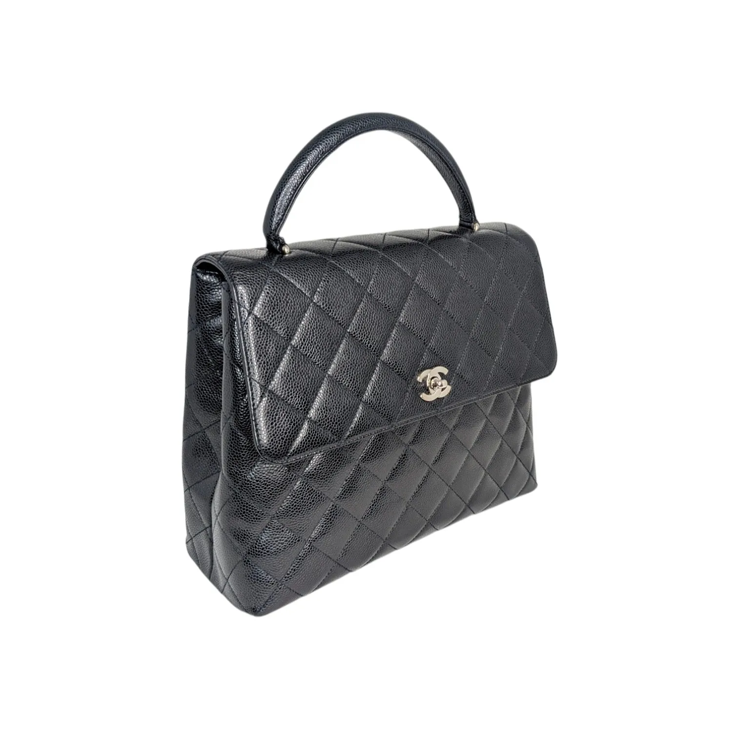 Chanel 90s Caviar Quilted Kelly Top Handle Bag