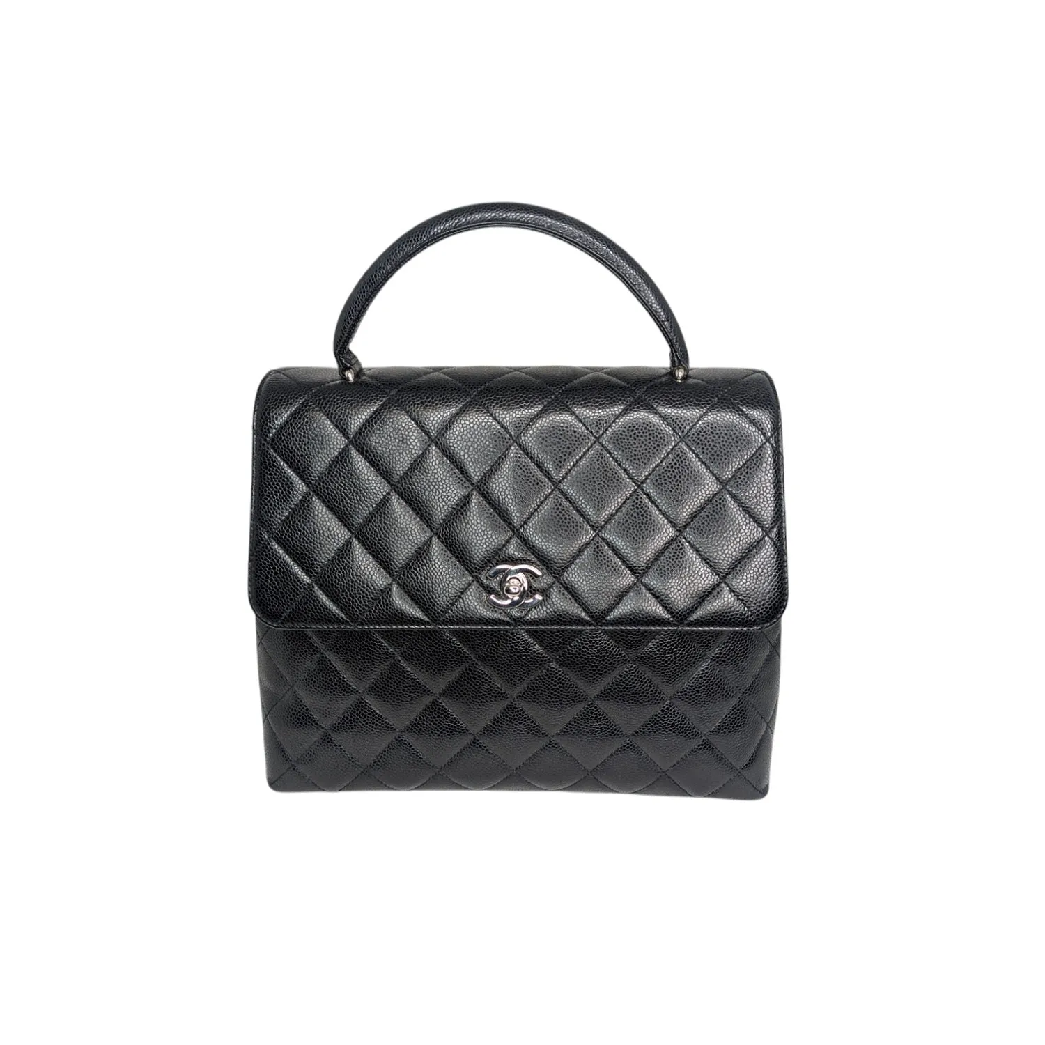 Chanel 90s Caviar Quilted Kelly Top Handle Bag