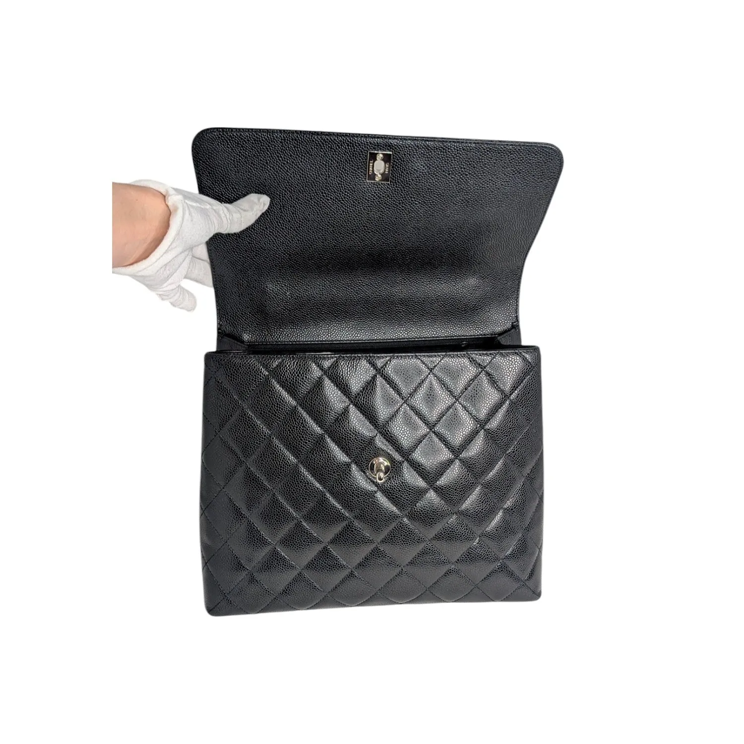 Chanel 90s Caviar Quilted Kelly Top Handle Bag