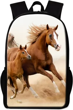 Cool Horse Printing School Backpack for Children Animal Back Pack Girls Bookbags