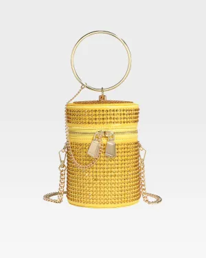 Crystal Mini Barrel Bag in Gold