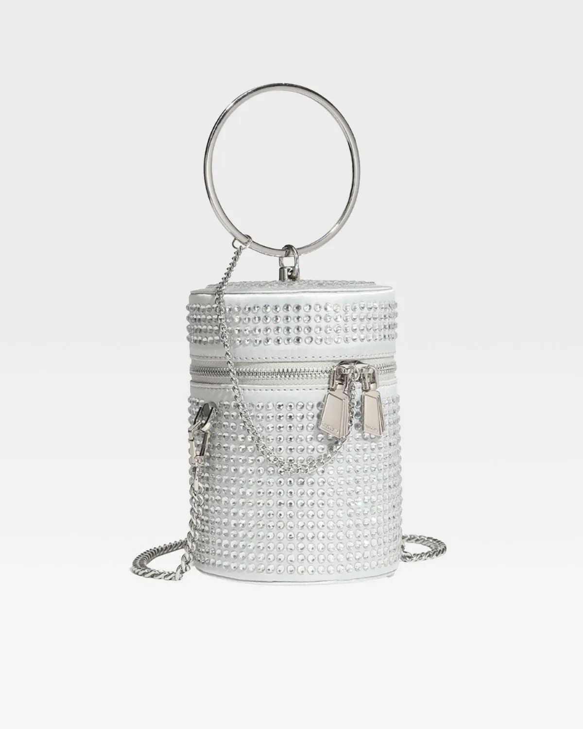 Crystal Mini Barrel Bag in Silver