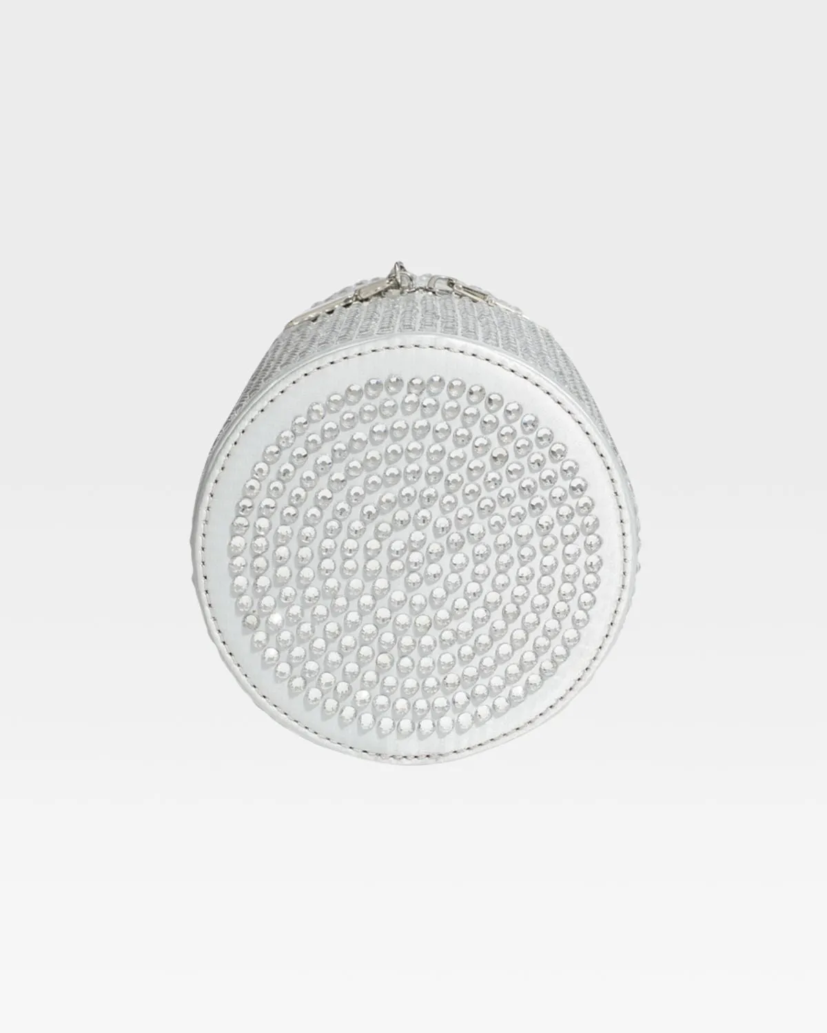 Crystal Mini Barrel Bag in Silver