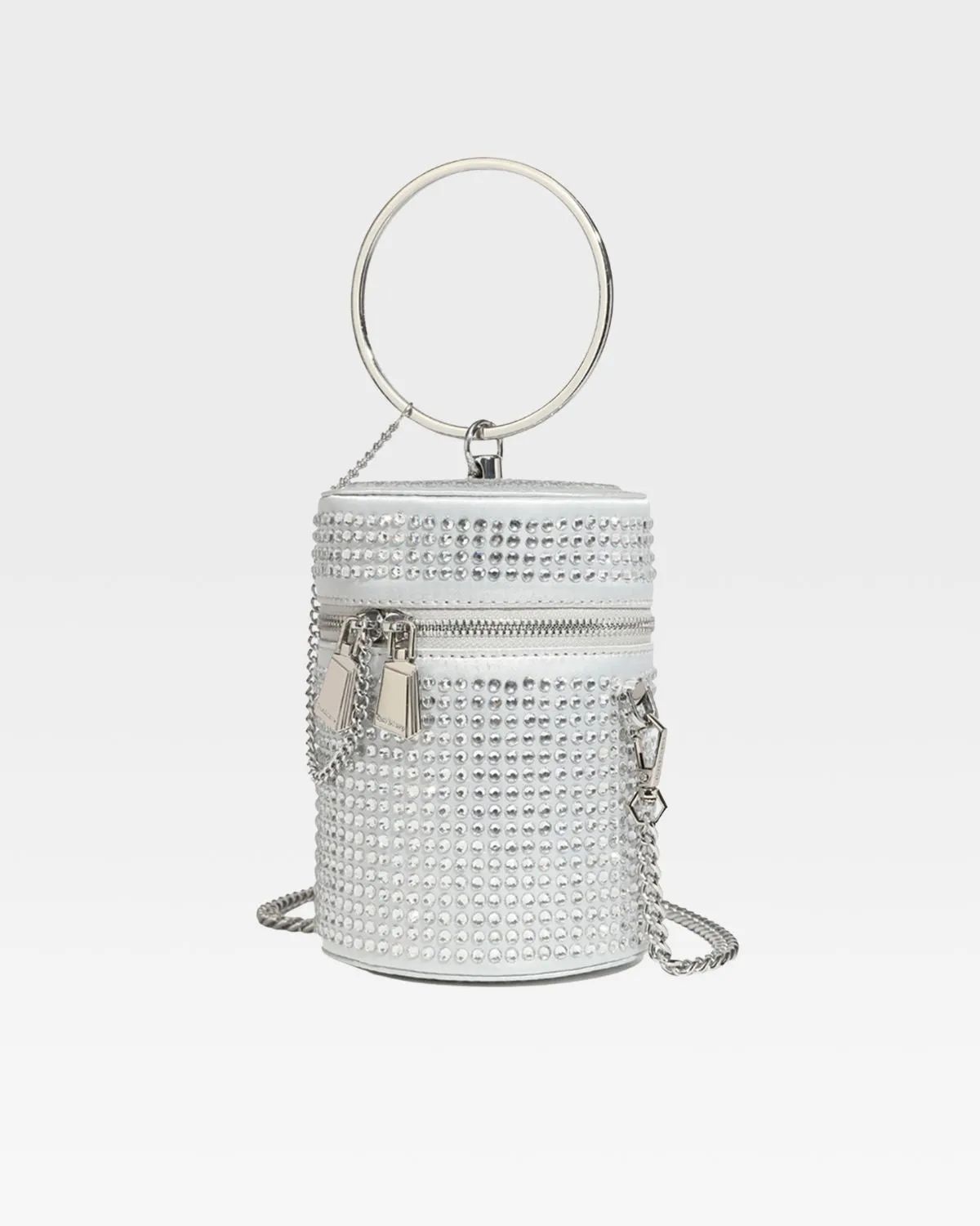 Crystal Mini Barrel Bag in Silver