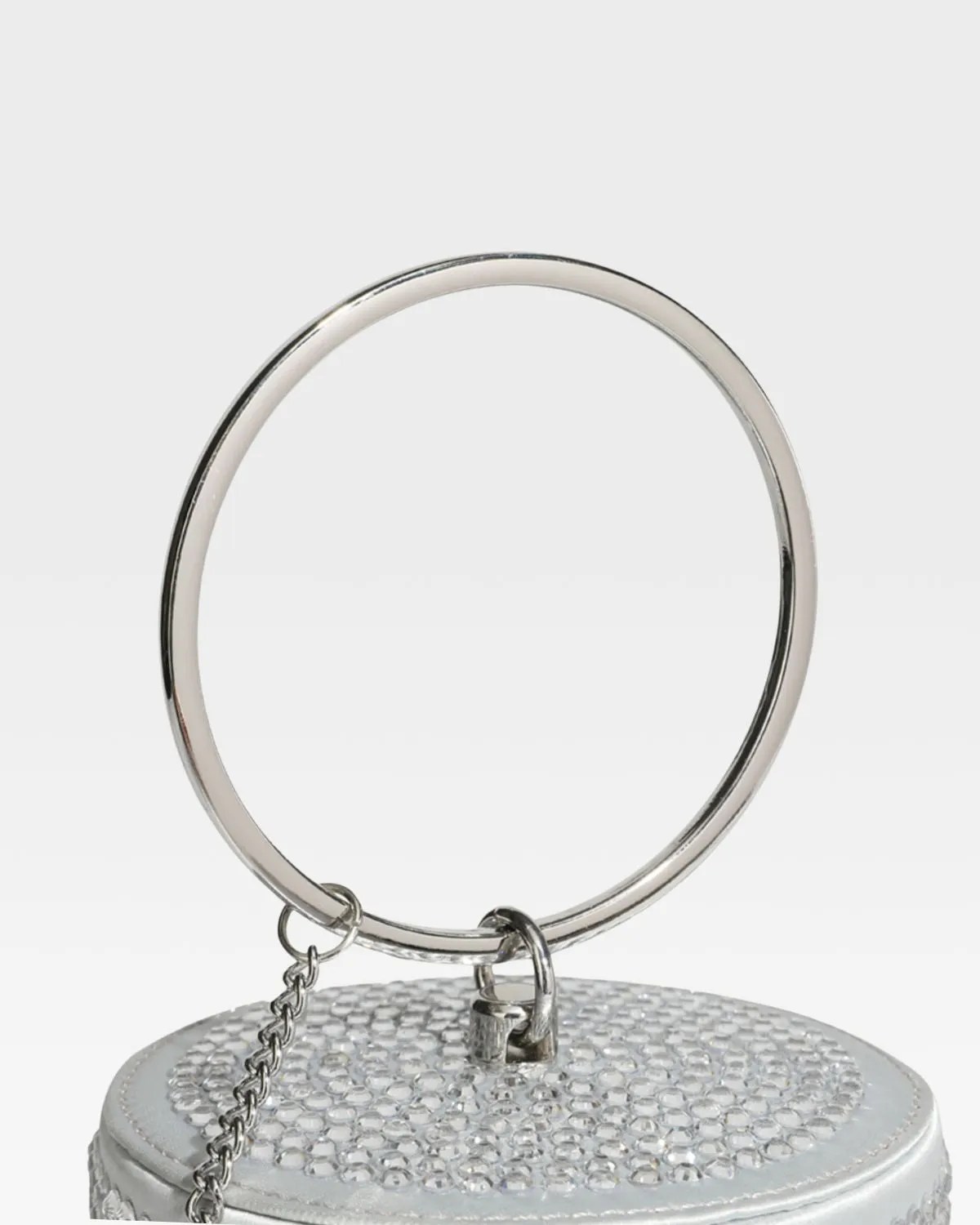 Crystal Mini Barrel Bag in Silver