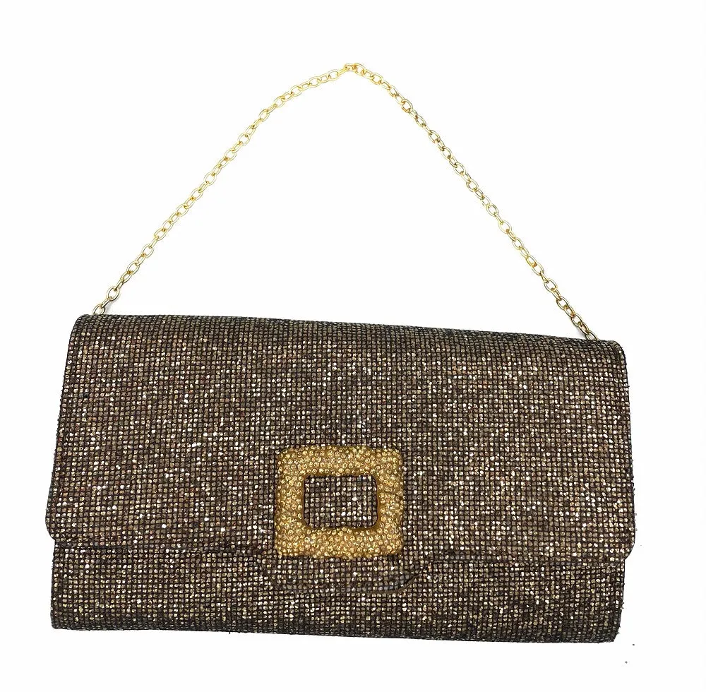 Crystale rectangular glitter evening clutch
