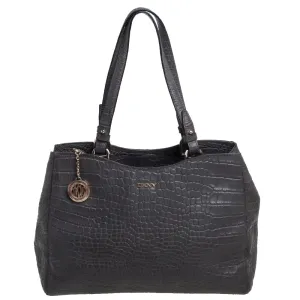 DKNY Grey Crocodile Embossed Leather Tote