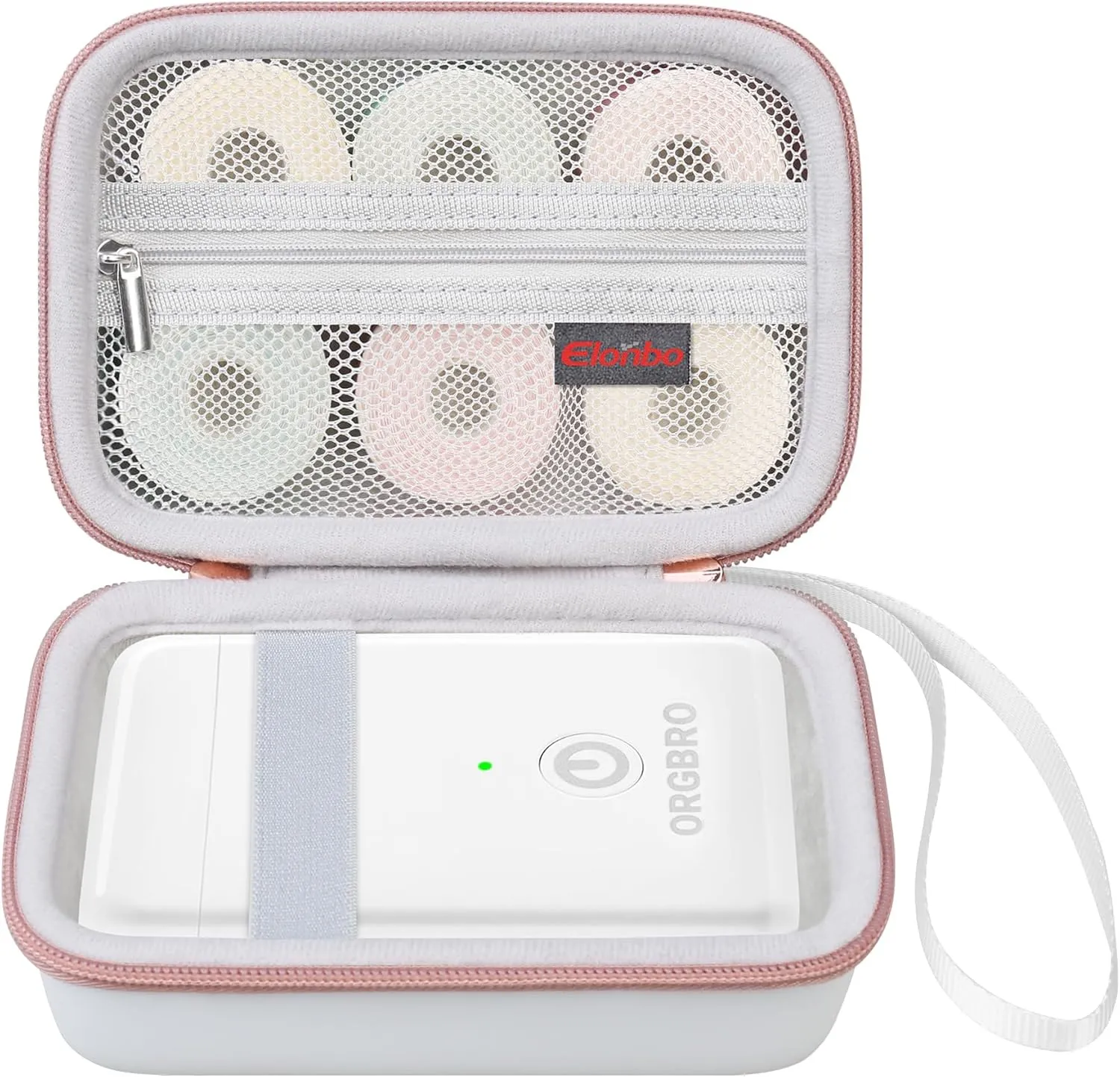 Elonbo Carrying Case for ORGBRO X1 Label Maker Machine, Portable Bluetooth Label Printer Storage Holder, Wireless Built-in Cutter Small Label Makers Handheld Sticker Maker Travel Bag, White