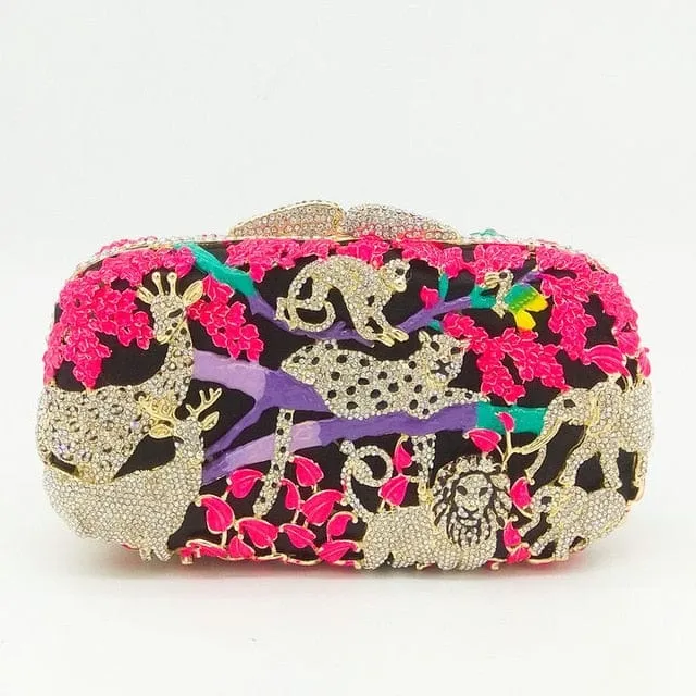 Fancy Crystal Animal Jungle Clutch Bag
