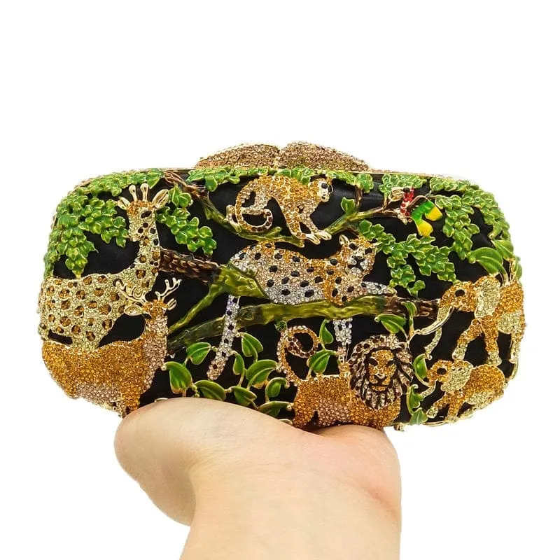 Fancy Crystal Animal Jungle Clutch Bag