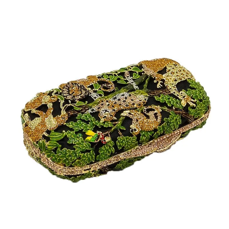 Fancy Crystal Animal Jungle Clutch Bag