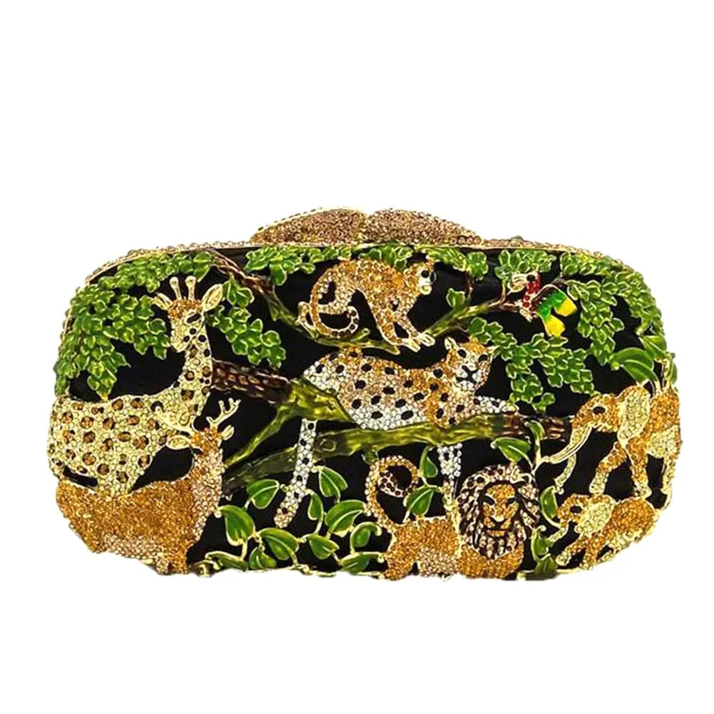 Fancy Crystal Animal Jungle Clutch Bag