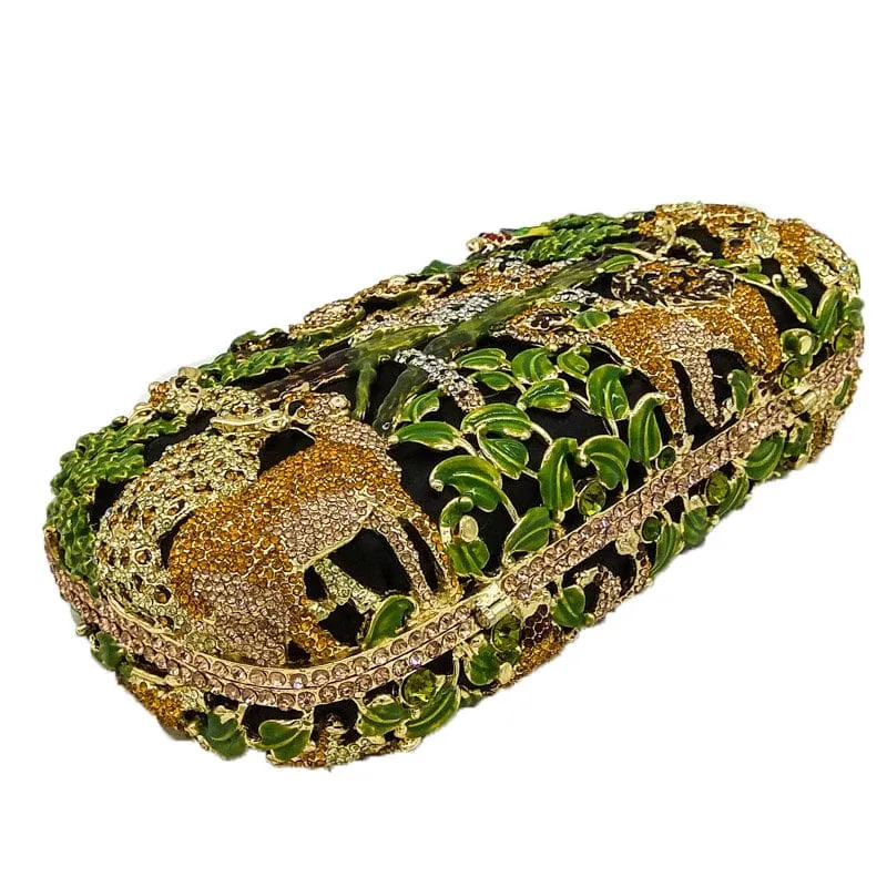 Fancy Crystal Animal Jungle Clutch Bag