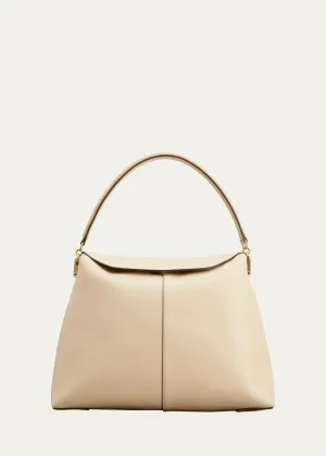 Fold-Over Flap Leather Tote Bag