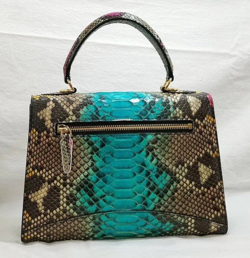 Genuine Python skin Leather Tote Top Handle Cross Body Women Handbag