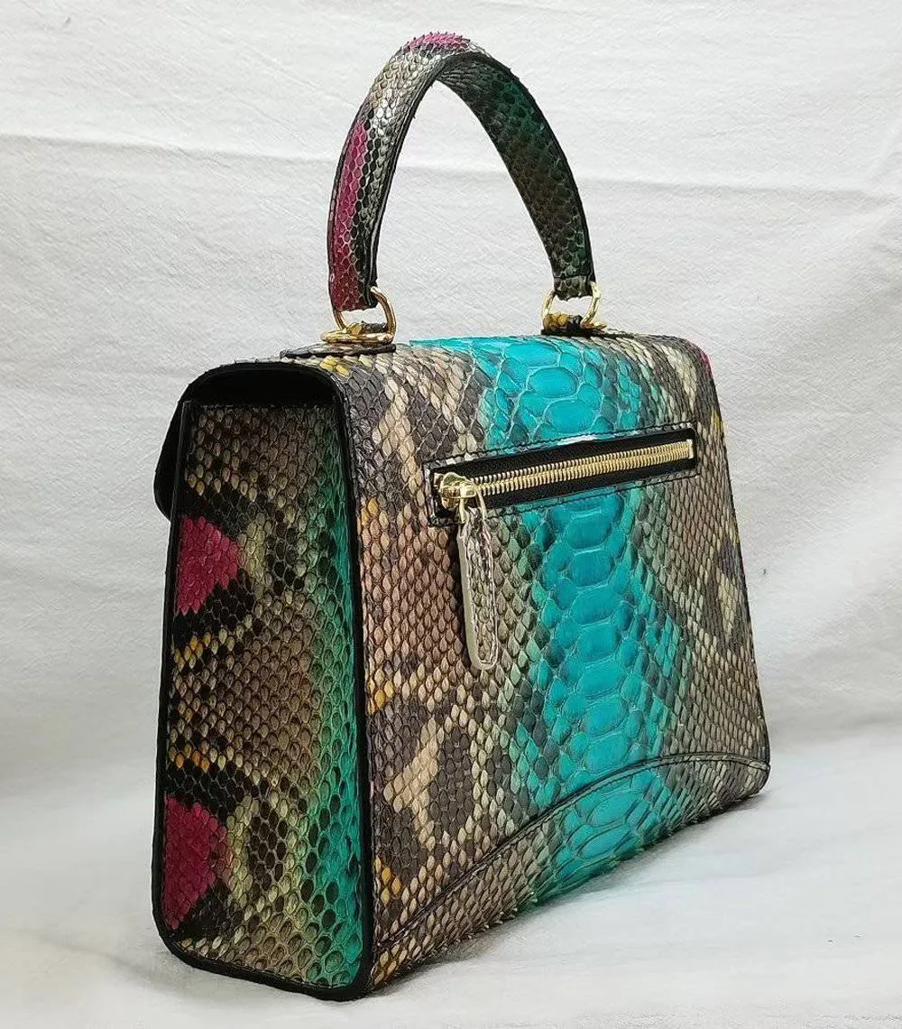 Genuine Python skin Leather Tote Top Handle Cross Body Women Handbag