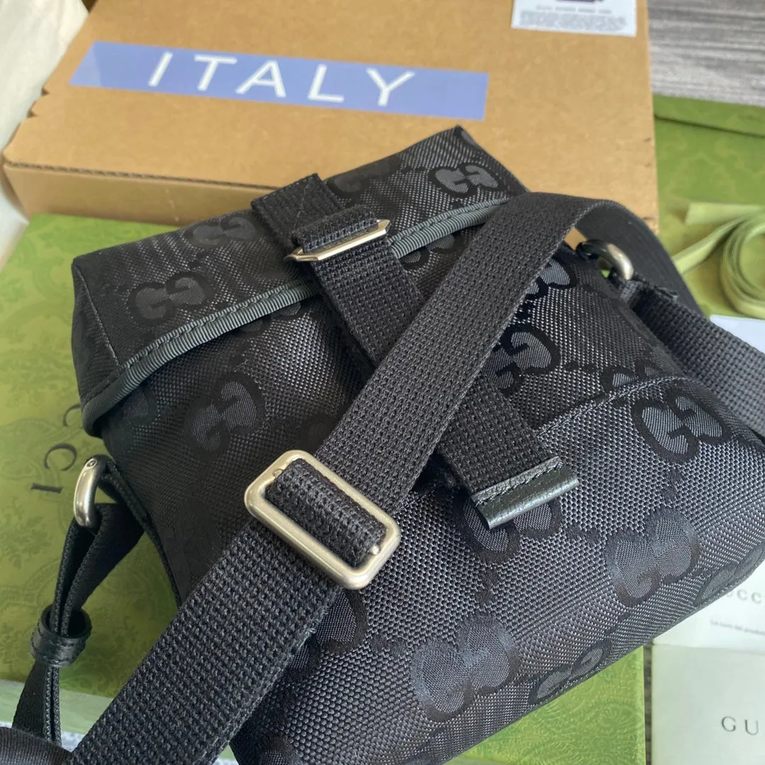 gg Off The Grid Messenger Bag Black gg ECONYL® For Men  7.3in/18.5cm gg 643858 H9HKN