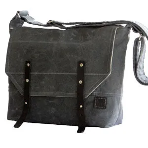 Grayton Waxed Canvas Messenger Bag with Black Leather Strap Closure