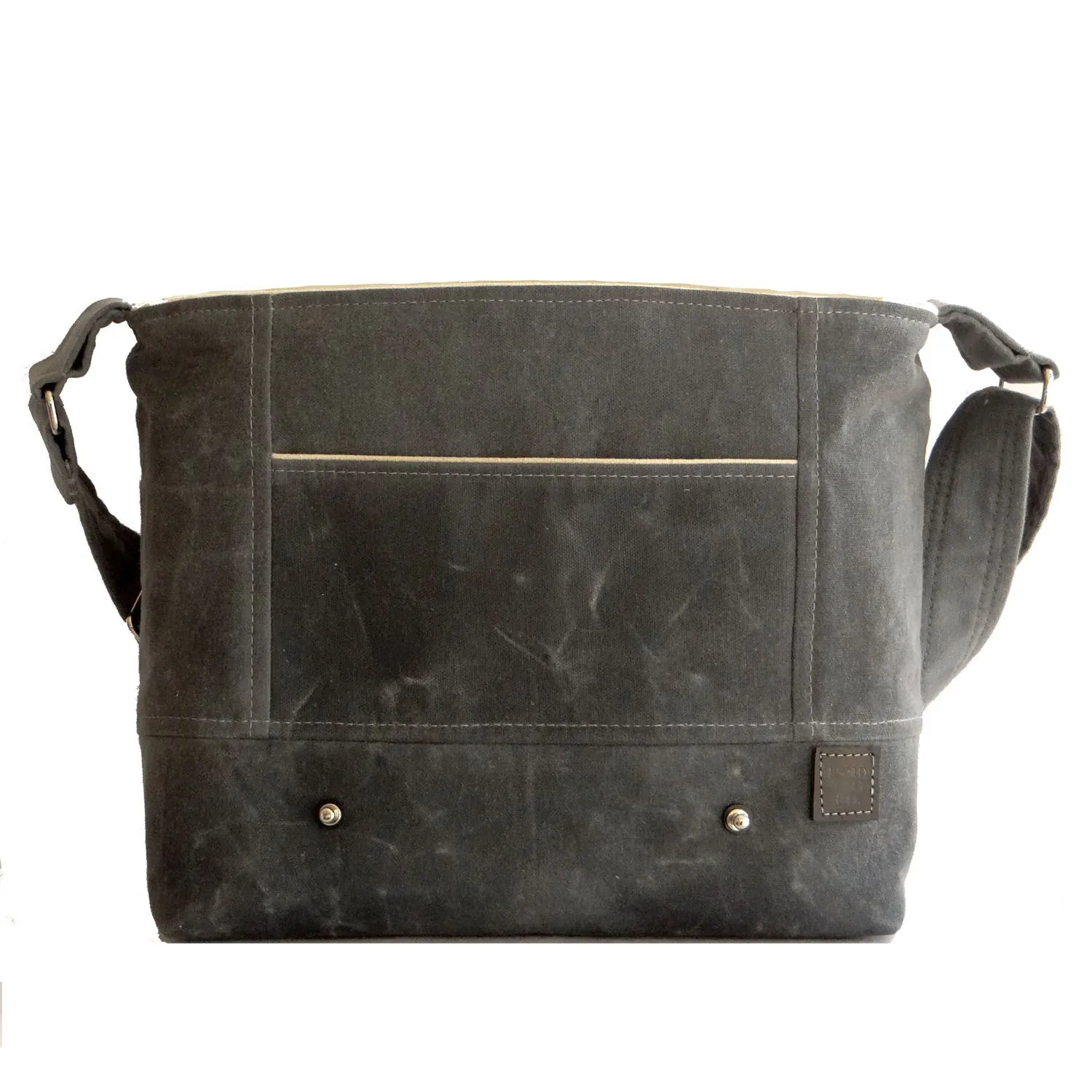 Grayton Waxed Canvas Messenger Bag with Black Leather Strap Closure