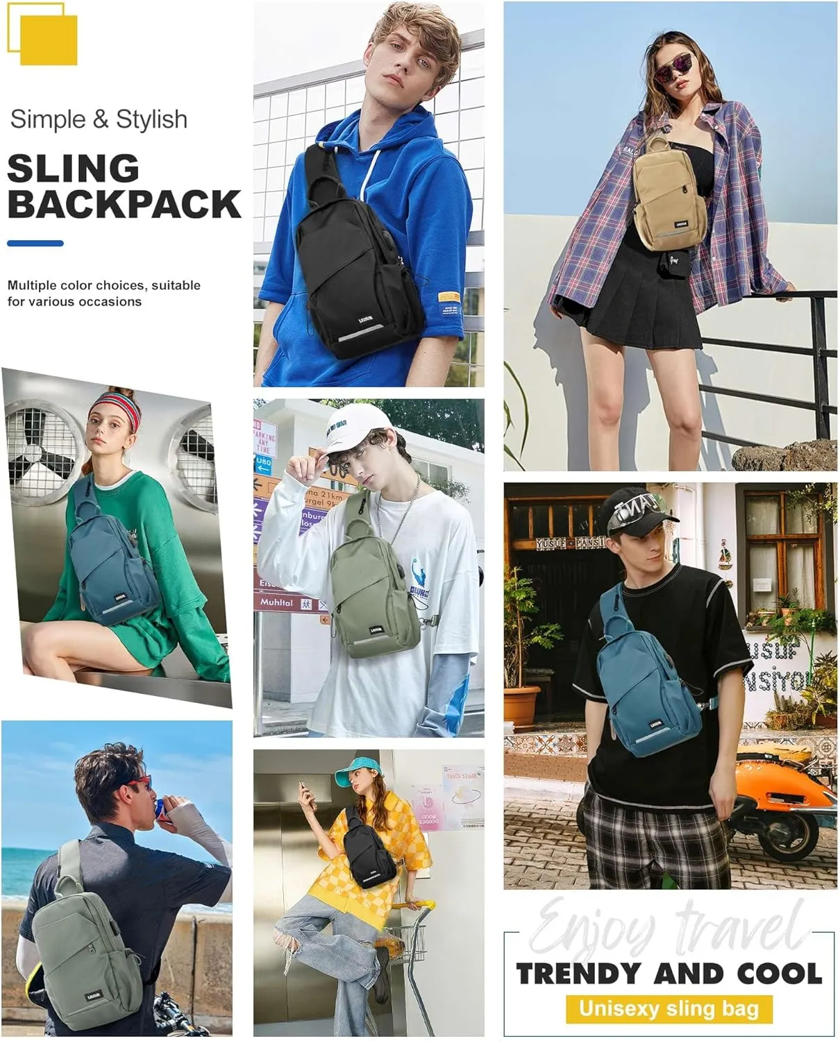 Green Sling Bag for Men, Mini Anti Theft One Strap Motorcycle Backpack Sling Chest Bag for Swimming Diving Outdoor Sports