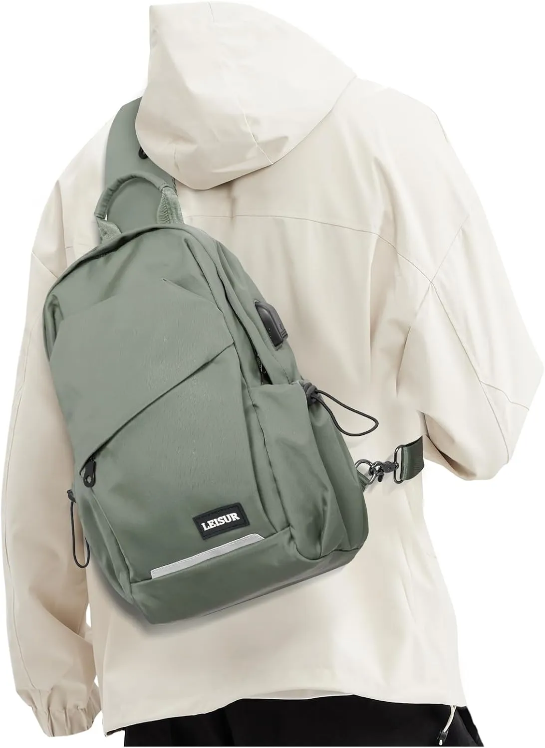 Green Sling Bag for Men, Mini Anti Theft One Strap Motorcycle Backpack Sling Chest Bag for Swimming Diving Outdoor Sports