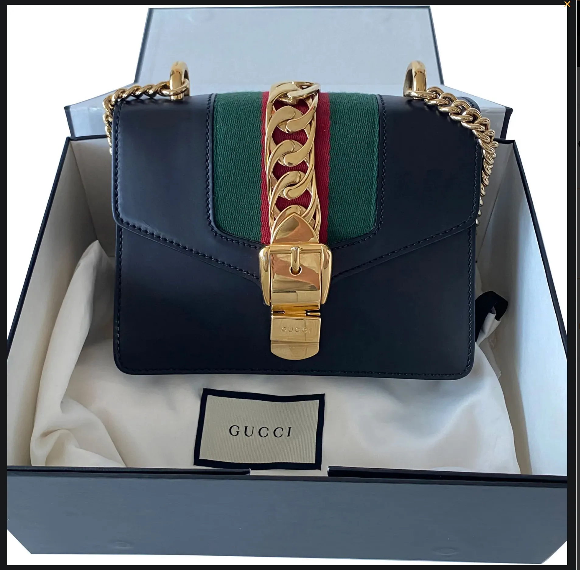 GUCCI MINI LEATHER SYLVIE CHAIN LEATHER CROSSBODY BAG