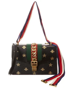 Gucci Sylvie Small Bee & Star Leather Shoulder Bag