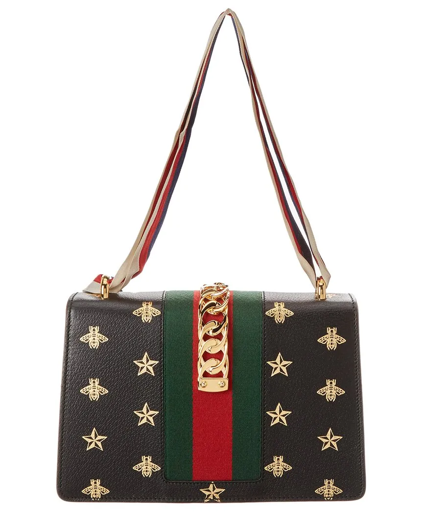 Gucci Sylvie Small Bee & Star Leather Shoulder Bag