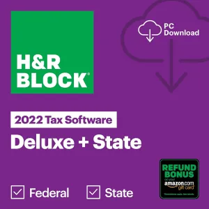 H&R Block Tax Software Deluxe   State 2022 with Refund Bonus Offer (Amazon Exclusive) [PC Download] (Old Version)