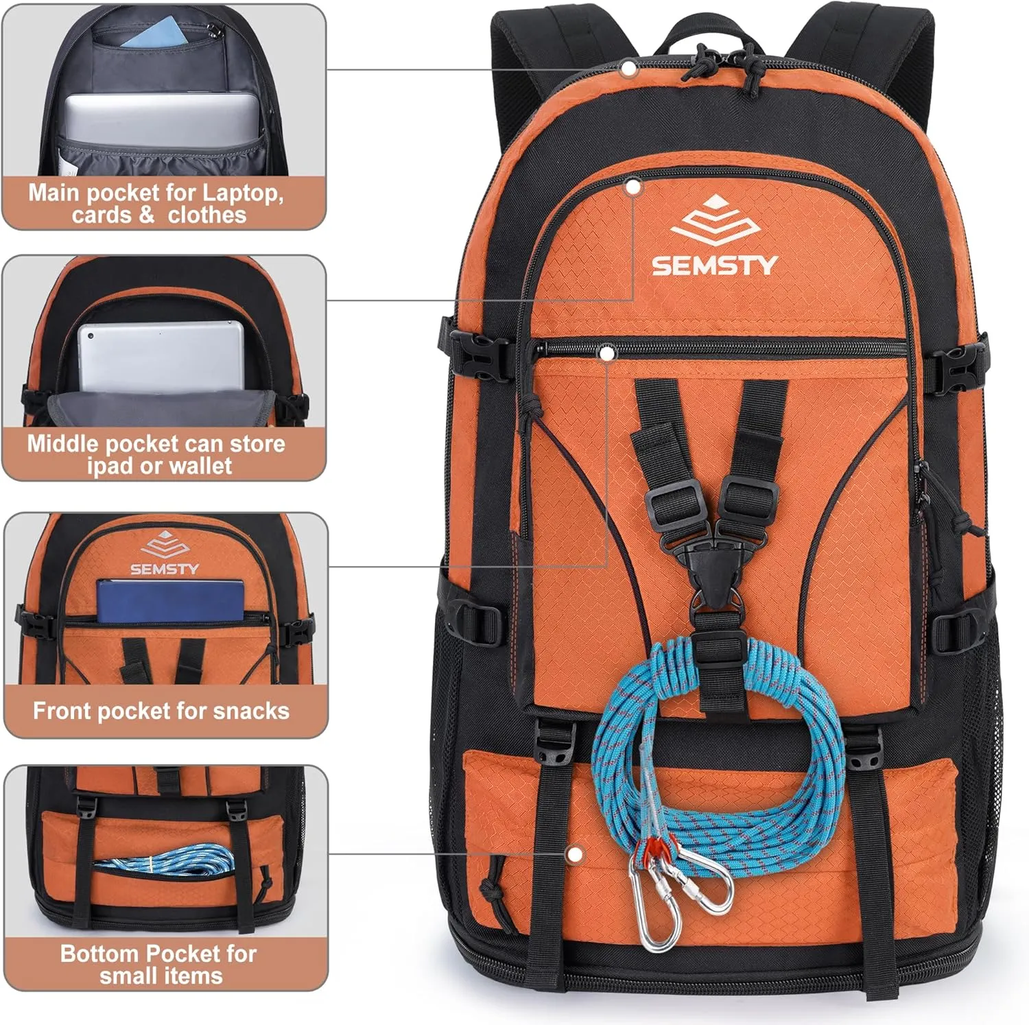 Hiking Backpack, 30L/40L/50L Expandable Hiking Backpack for Men and Women, Travel Backpack Flight Approved