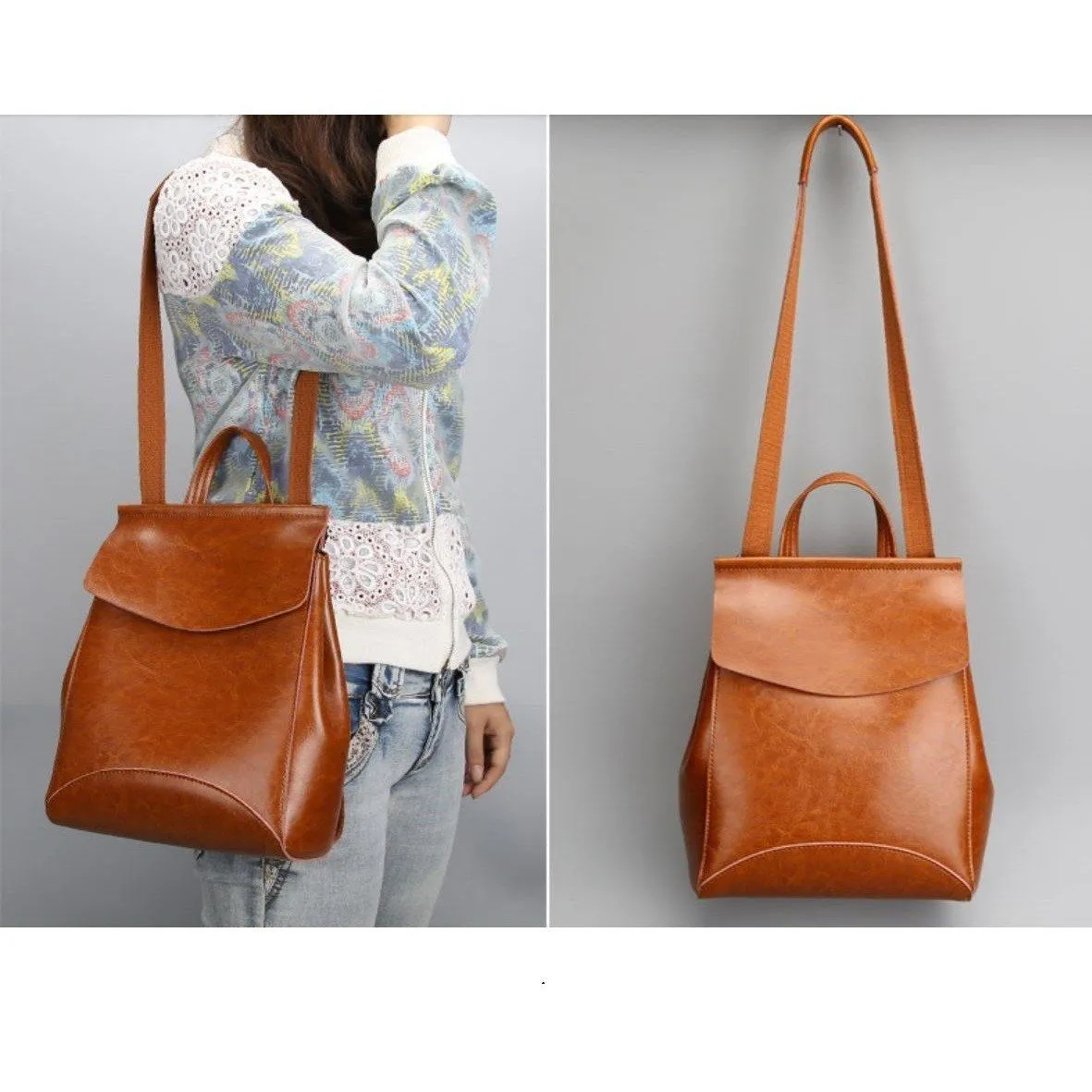 JeHouze Fashion Women Anti-Theft Shoulder Handbag Leather Backpack Casual Bag