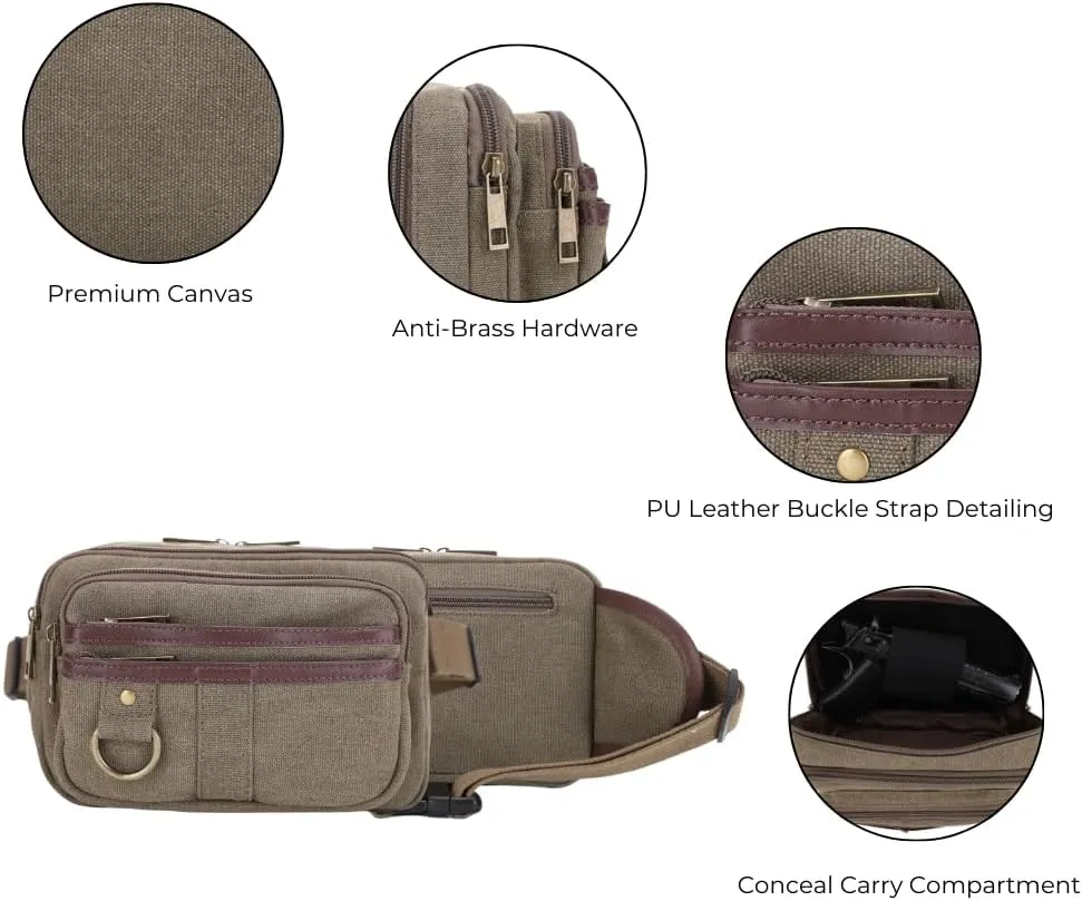 JESSIE & JAMES Klamath Canvas Concealed Carry Belt Bag, Adjustable Crossbody Fanny Packs for Men Women OLIVE