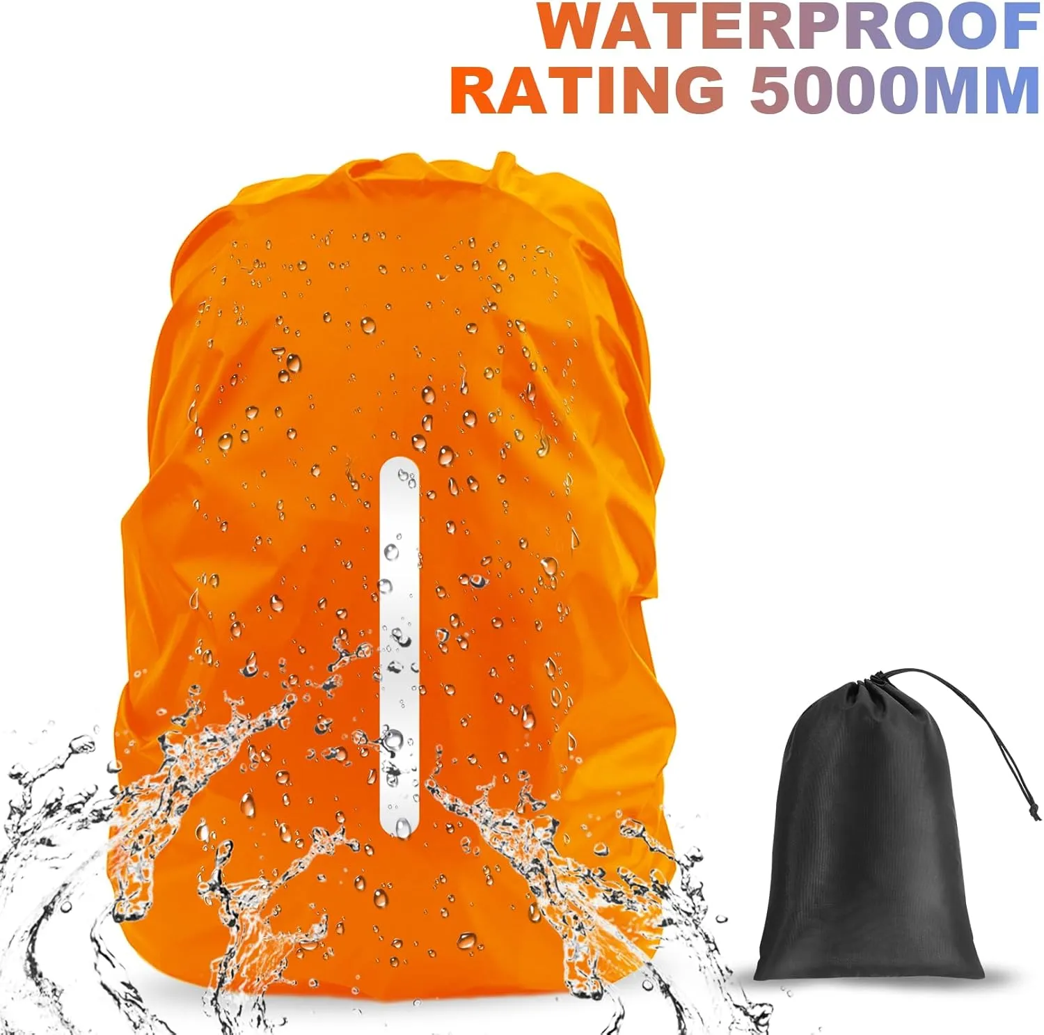 LAMA 2 Pack Waterproof Rain Cover for Backpack, Reflective Rucksack Rain Cover for Anti-dust/Anti-Theft/Bicycling/Hiking/Camping/Traveling/Outdoor Activities (1 Pcs Black   1 Pcs Orange, M)