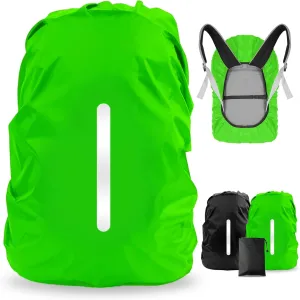 LAMA 2pcs Waterproof Rain Cover for Backpack, Reflective Rainproof Protector for Anti-dust and Anti-Theft M 30L-40L Black Green