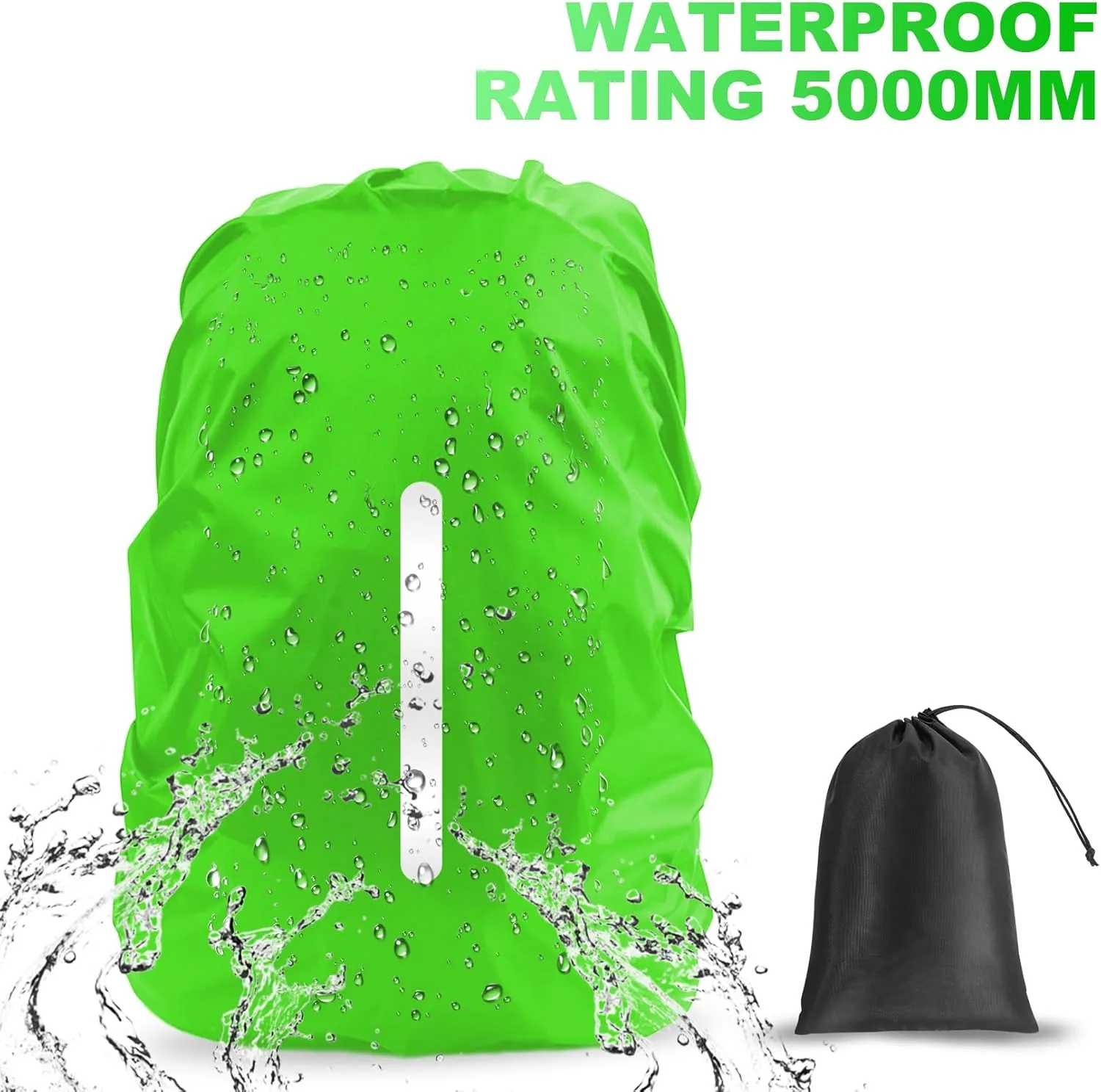 LAMA 2pcs Waterproof Rain Cover for Backpack, Reflective Rainproof Protector for Anti-dust and Anti-Theft M 30L-40L Black Green