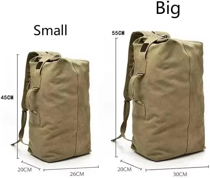 Large Capacity Travel Climbing Bag Tactical Backpack Women Bags Canvas Bucket Bag Shoulder Sports Bag Male (Kshaki-Small)