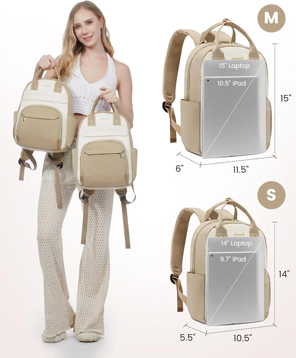 LOVEVOOK Mini Backpack Purse for Women, Small Backpack Bag, Light Weight Stylish Backpack for Daily Travel, Khaki-Beige-Light brown