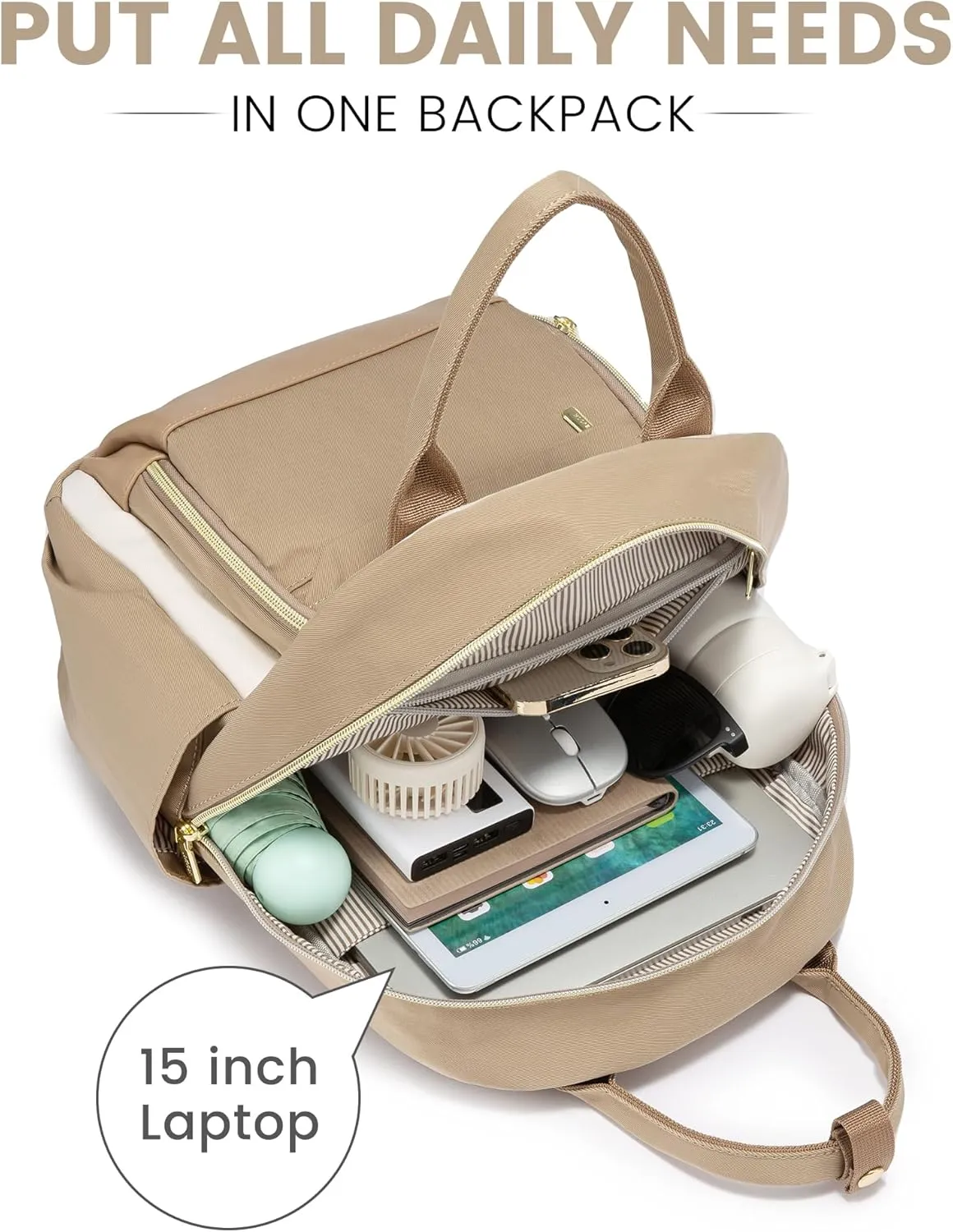 LOVEVOOK Mini Backpack Purse for Women, Small Backpack Bag, Light Weight Stylish Backpack for Daily Travel, Khaki-Beige-Light brown