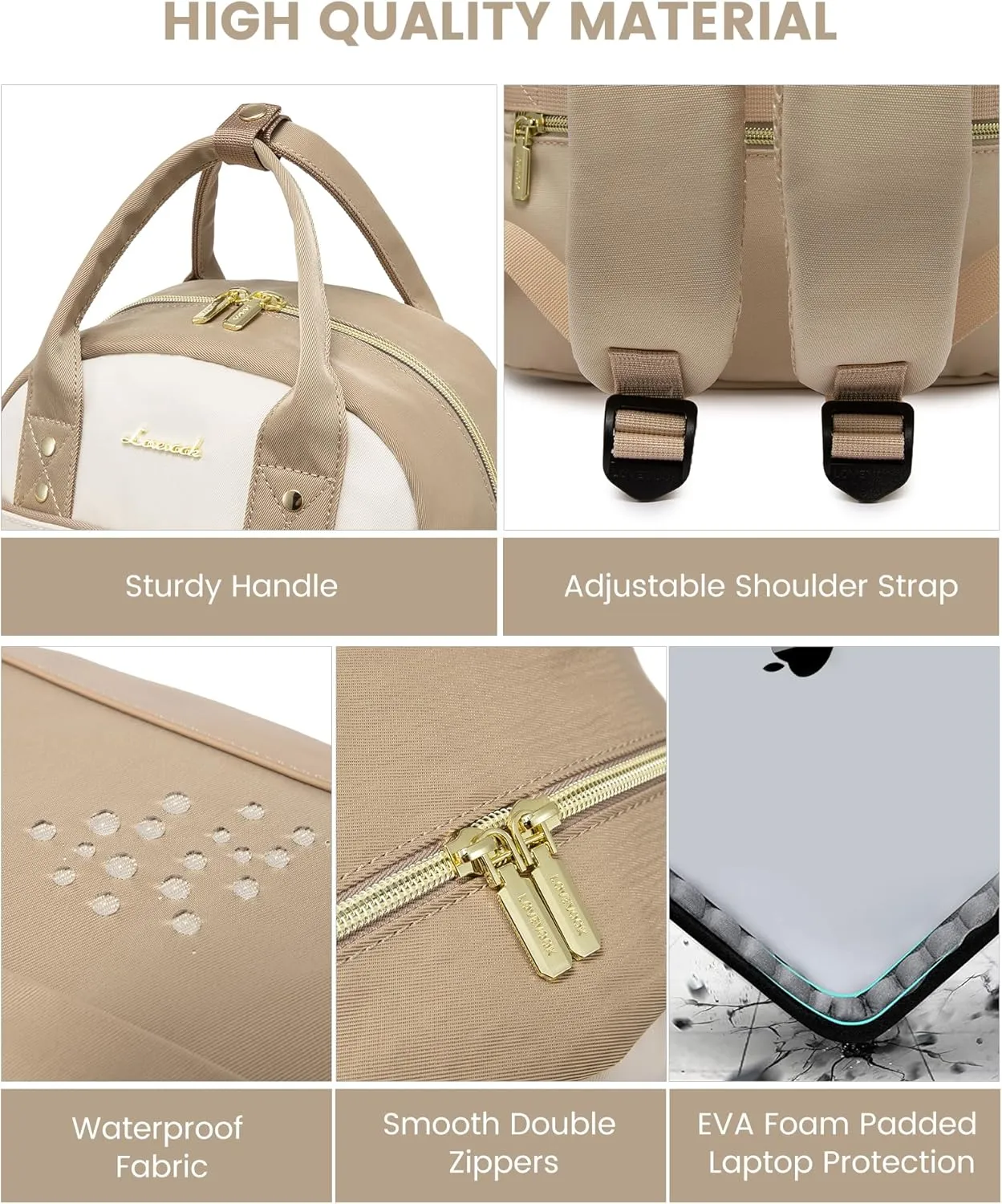 LOVEVOOK Mini Backpack Purse for Women, Small Backpack Bag, Light Weight Stylish Backpack for Daily Travel, Khaki-Beige-Light brown
