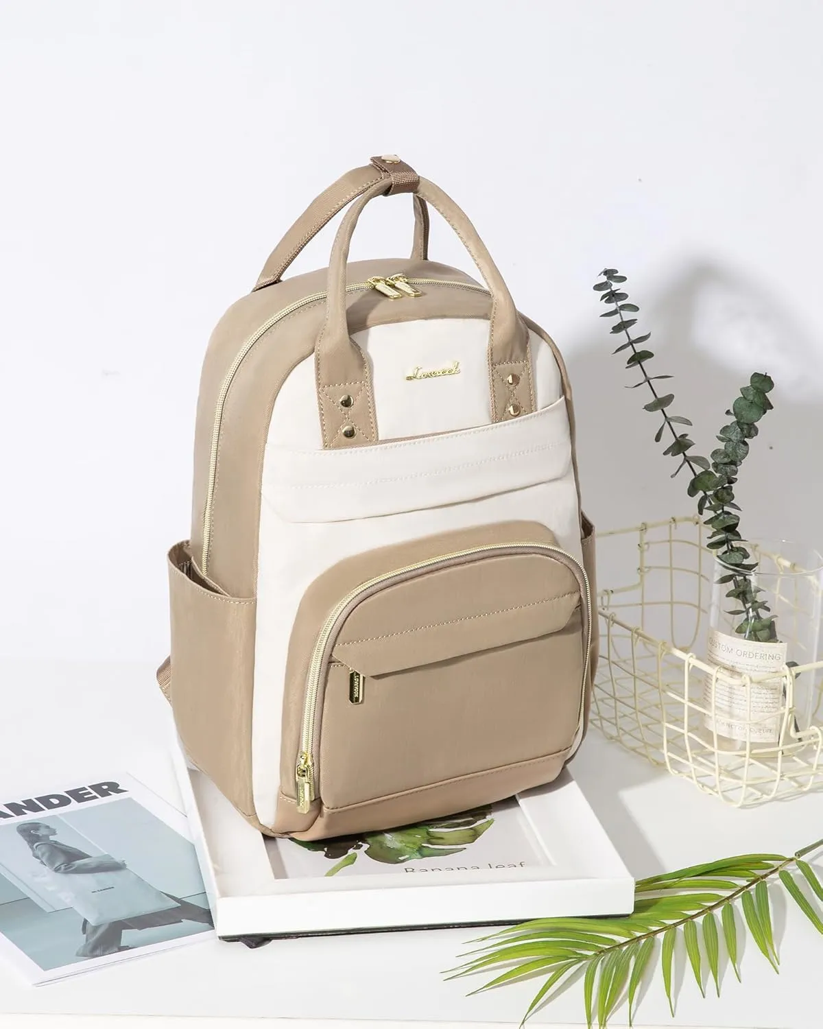 LOVEVOOK Mini Backpack Purse for Women, Small Backpack Bag, Light Weight Stylish Backpack for Daily Travel, Khaki-Beige-Light brown